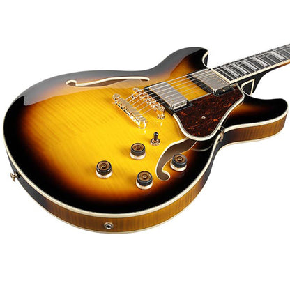 Ibanez AS93FM Artcore Expressionist Semi Hollowbody Electric Guitar with Ebony Fretboard and HH Pickup - Antique Yellow Sunburst (AS 93FM)