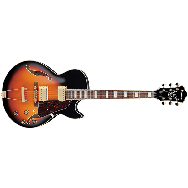 Ibanez AG75G Linden Hollowbody Electric Guitar with Bound Walnut Fretboard and HH Pickup - Brown Sunburst (AG 75G)