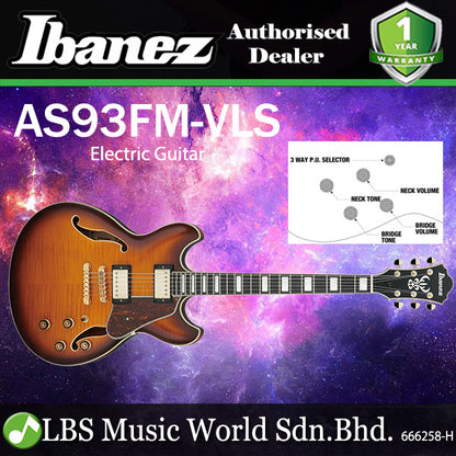 Ibanez  AS93FM Artcore Expressionist Semi Hollowbody Electric Guitar with Ebony Fretboard and HH Pickup - Violin Sunburst (AS 93FM)