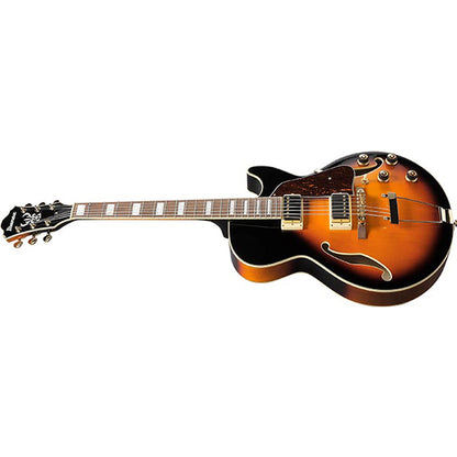 Ibanez AG75G Linden Hollowbody Electric Guitar with Bound Walnut Fretboard and HH Pickup - Brown Sunburst (AG 75G)