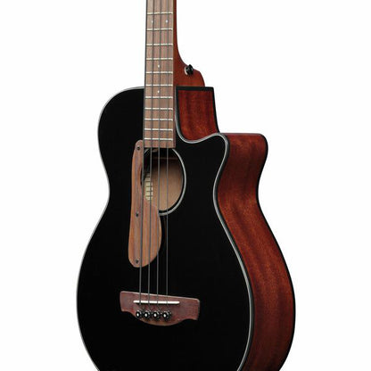 Ibanez AEGB24E 4 String AEG Body Sapele Top Acoustic Bass Guitar with Pickup - Black High Gloss