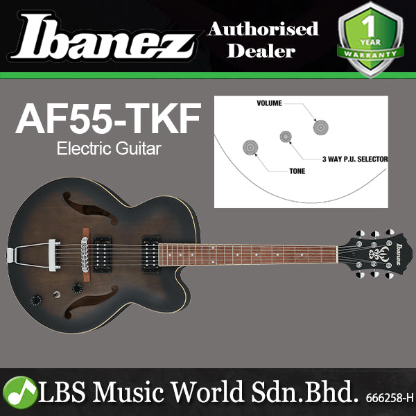 Ibanez AF55 Artcore Series Solid Hollowbody Electric Guitar HH Pickup with Bound Walnut Fretboard