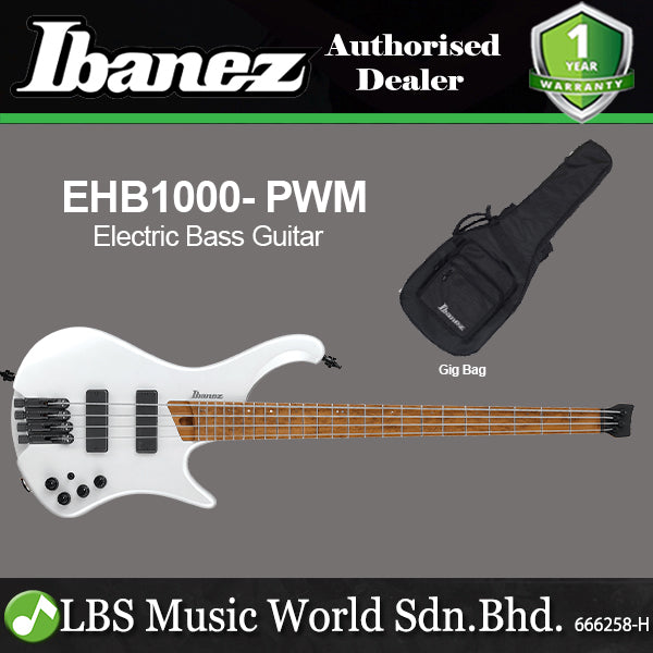 Ibanez EHB1000 American Basswood Body Electric Bass Guitar Bartolini BH2 Pickup with Maple Fretboard - Pearl White Matte