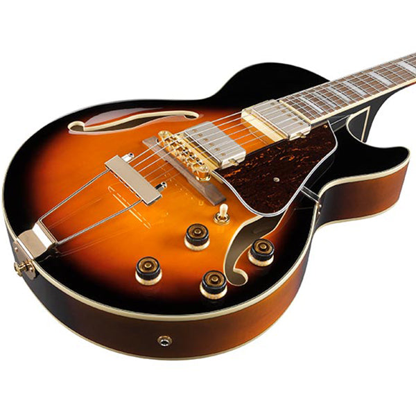Ibanez AG75G Linden Hollowbody Electric Guitar with Bound Walnut Fretboard and HH Pickup - Brown Sunburst (AG 75G)