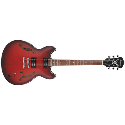 Ibanez AS53 Hollowbody Electric Guitar with Bound Walnut Fretboard and HH Pickup - Sunburst Red Flat (AS 53)