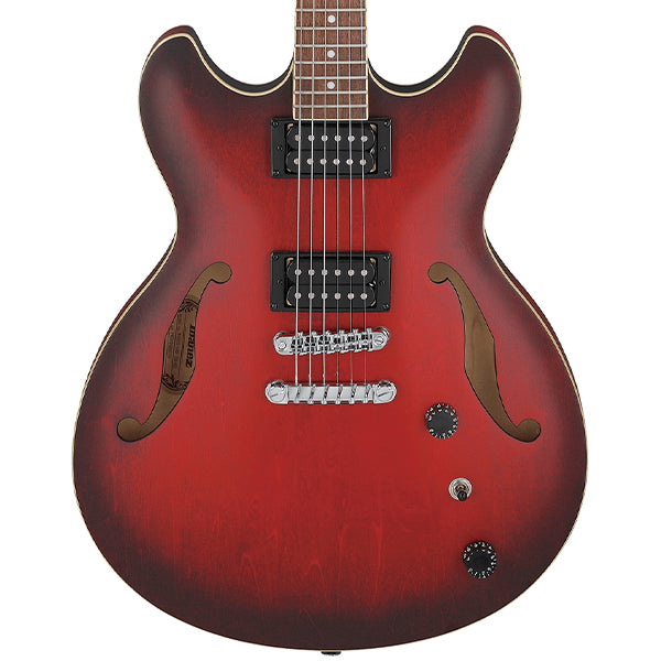 Ibanez AS53 Hollowbody Electric Guitar with Bound Walnut Fretboard and HH Pickup - Sunburst Red Flat (AS 53)