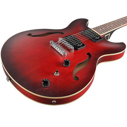Ibanez AS53 Hollowbody Electric Guitar with Bound Walnut Fretboard and HH Pickup - Sunburst Red Flat (AS 53)