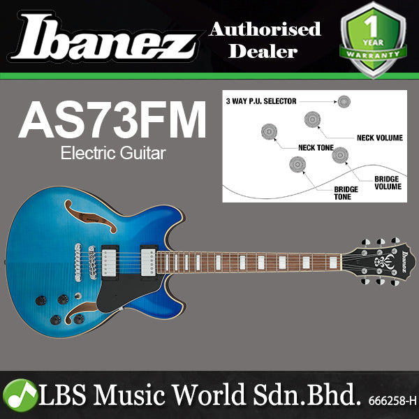 Ibanez AS73FM Artcore Semi Hollowbody Electric Guitar HH Pickup with Bound Walnut Fretboard