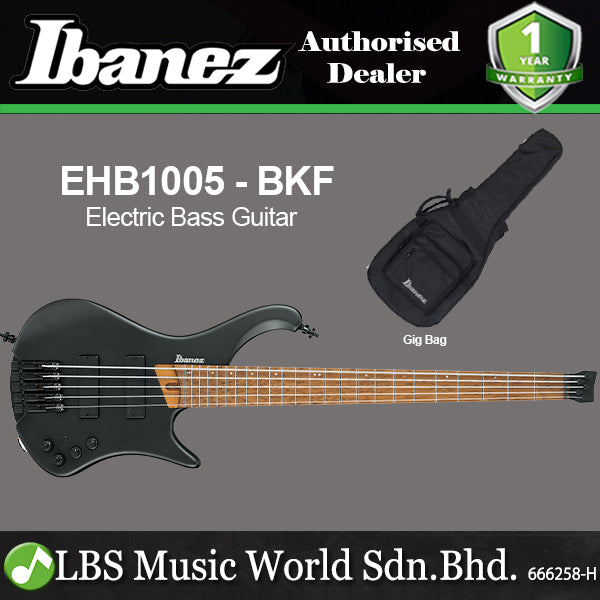[Discontinued] Ibanez EHB1005 American Basswood Body Electric Bass Guitar Bartolini BH2 Pickup with Maple Fretboard - Black Flat