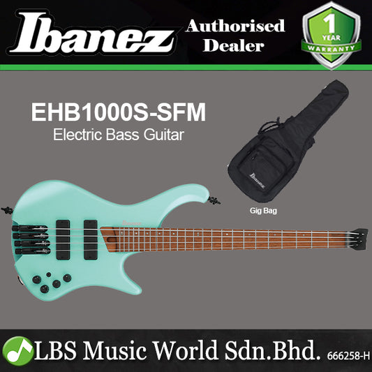 Ibanez EHB1000S American Basswood Body Electric Bass Guitar with Bartolini BH2 Pickup and Maple Fretboard - Sea Foam Green Matte