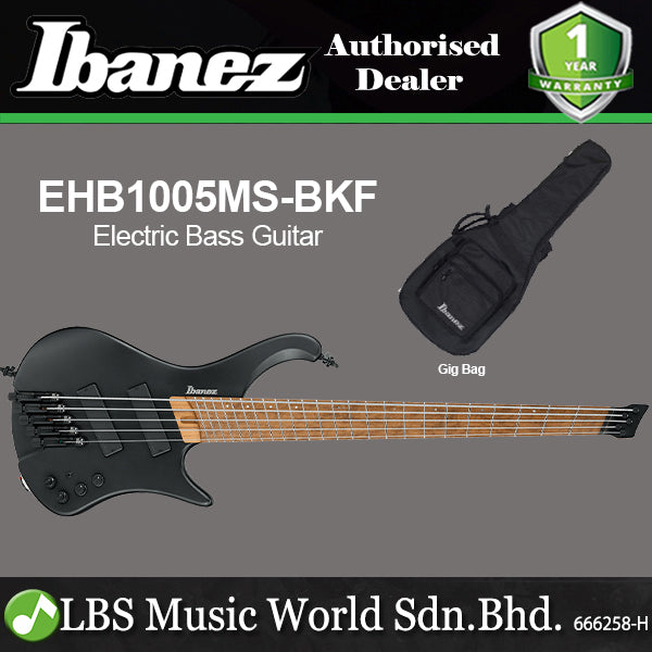 Ibanez EHB1005MS American Basswood Body Electric Bass Guitar Bartolini BH2 Pickup with Maple Fretboard - Black Flat