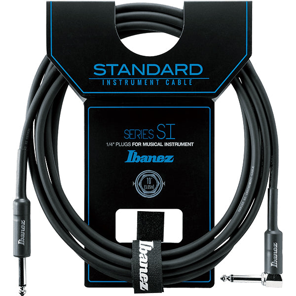 Ibanez SI10L 3 Meter Instrument Cable Straight and Right Angled Plugs for Guitar Keyboard Bass (SI10 L)