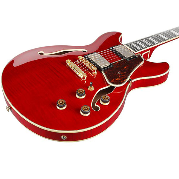 Ibanez AS93FM Artcore Expressionist Semi Hollow Body Electric Guitar with Ebony Fretboard and HH Pickup - Transparent Cherry Red (AS 93FM)