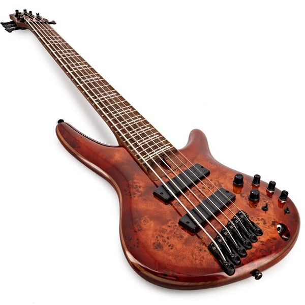 Ibanez SRMS806 Multi Scale Okoume Body Electric Bass Guitar with HH Pickup - Brown Topaz Burst