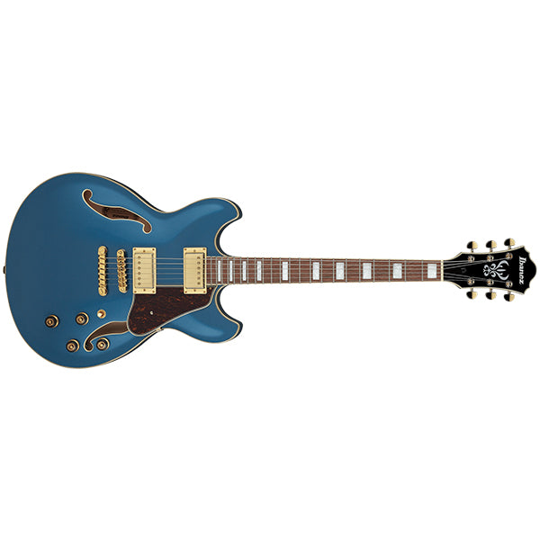 Ibanez AS73G Hollowbody Electric Guitar with Bound Walnut Fretboard and HH Pickup - Prussian Blue Metallic (AS 73G)
