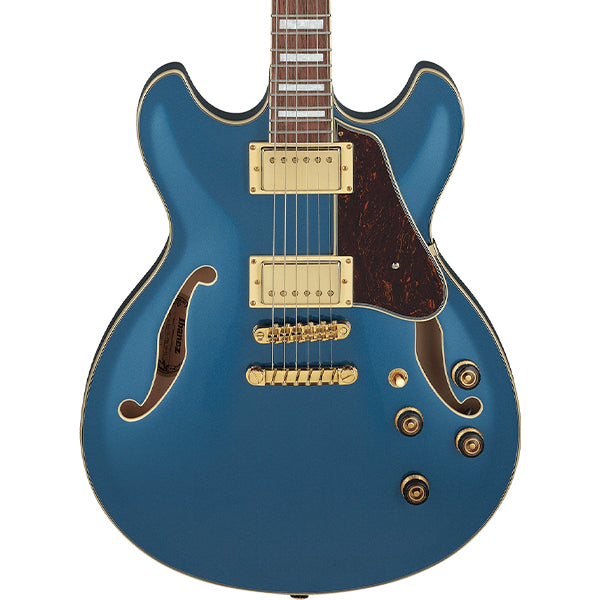 Ibanez AS73G Hollowbody Electric Guitar with Bound Walnut Fretboard and HH Pickup - Prussian Blue Metallic (AS 73G)