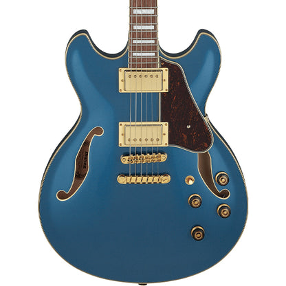 Ibanez AS73G Hollowbody Electric Guitar with Bound Walnut Fretboard and HH Pickup - Prussian Blue Metallic (AS 73G)