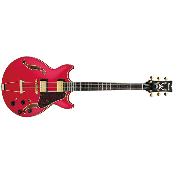 Ibanez AMH90 Artcore Expressionist Hollowbody Electric Guitar with Ebony Fretboard and HH Pickup - Cherry Red Flat (AM H90)
