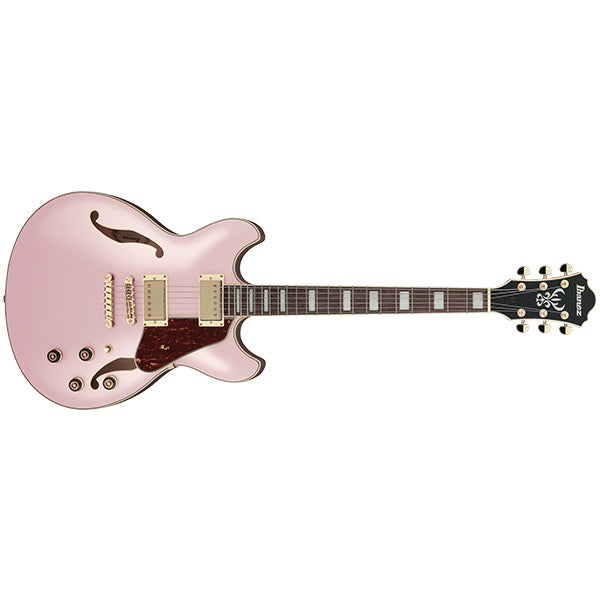 Ibanez AS73G Hollowbody Electric Guitar with Bound Walnut Fretboard and HH Pickup - Rose Gold Metallic Flat (AS 73G)