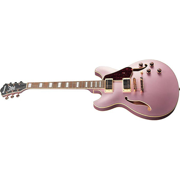 Ibanez AS73G Hollowbody Electric Guitar with Bound Walnut Fretboard and HH Pickup - Rose Gold Metallic Flat (AS 73G)