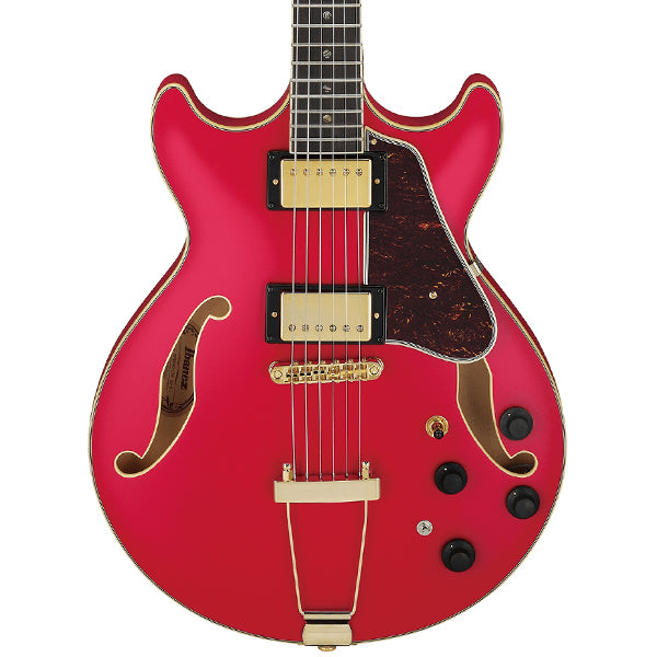Ibanez AMH90 Artcore Expressionist Hollowbody Electric Guitar with Ebony Fretboard and HH Pickup - Cherry Red Flat (AM H90)