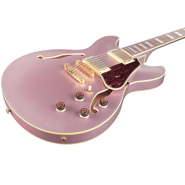 Ibanez AS73G Hollowbody Electric Guitar with Bound Walnut Fretboard and HH Pickup - Rose Gold Metallic Flat (AS 73G)