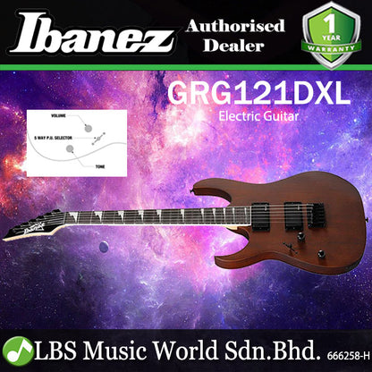 Ibanez GRG121DXL Left Handed Electric Guitar Okoume Body Maple Neck - Walnut Flat (GRG121DXL WNF)