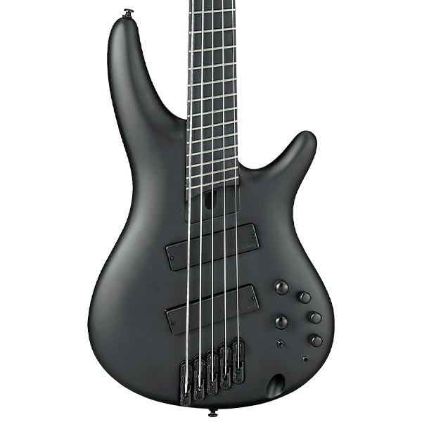 Ibanez SRMS625EX 5 String Iron Label Okoume Body Electric Bass Guitar with HH Pickup - Black Flat