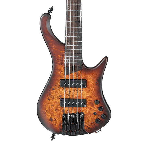 Ibanez EHB1505 Poplar Burl Top Body Electric Bass Guitar with Custom Big Split Pickup - Dragon Eye Burst Flat