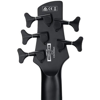 Ibanez SRMS625EX 5 String Iron Label Okoume Body Electric Bass Guitar with HH Pickup - Black Flat