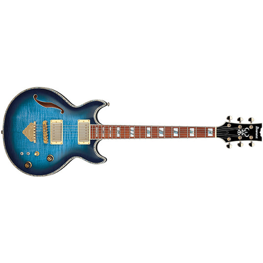 Ibanez AR520HFM Semi Hollowbody Electric Guitar with Jatoba fretboard and HH Pickup - Light Blue Burst (AR 520HFM)