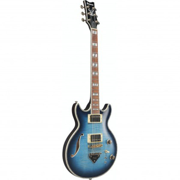 Ibanez AR520HFM Semi Hollowbody Electric Guitar with Jatoba fretboard and HH Pickup - Light Blue Burst (AR 520HFM)