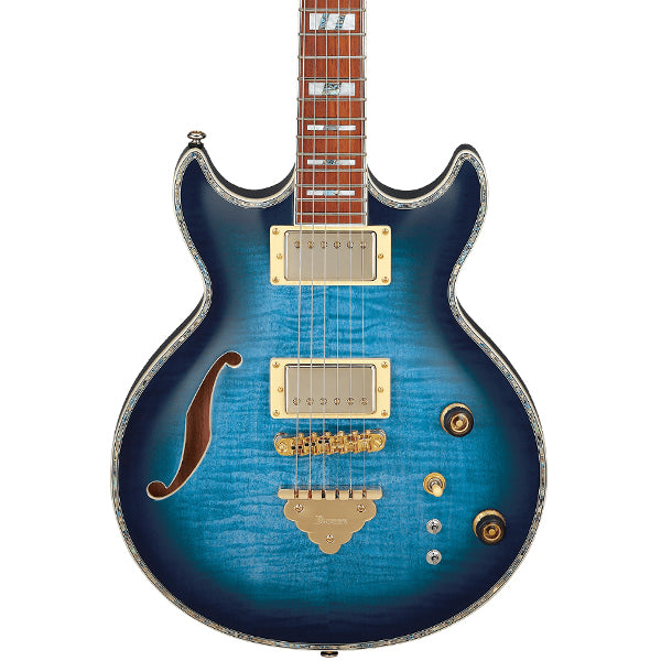 Ibanez AR520HFM Semi Hollowbody Electric Guitar with Jatoba fretboard and HH Pickup - Light Blue Burst (AR 520HFM)