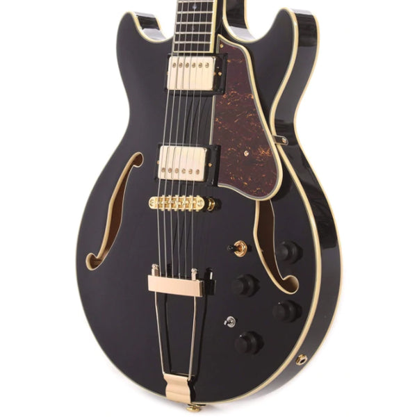Ibanez AMH90 Artcore Expressionist Hollowbody Electric Guitar with Ebony Fretboard and HH Pickup - Black (AMH 90)