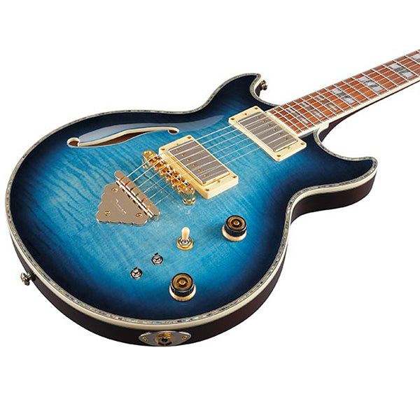 Ibanez AR520HFM Semi Hollowbody Electric Guitar with Jatoba fretboard and HH Pickup - Light Blue Burst (AR 520HFM)