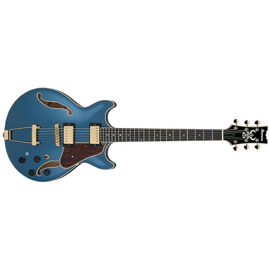 Ibanez AMH90 Artcore Expressionist Hollowbody Electric Guitar with Ebony Fretboard and HH Pickup - Prussian Blue Metallic (AMH 90)