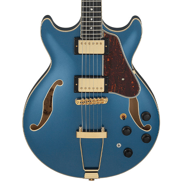 Ibanez AMH90 Artcore Expressionist Hollowbody Electric Guitar with Ebony Fretboard and HH Pickup - Prussian Blue Metallic (AMH 90)