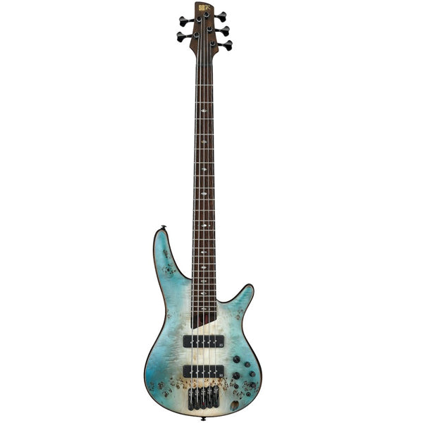[Discontinued] Ibanez SR1605B 5 String Poplar Burl Top Electric Bass Guitar with SS Pickup - Caribbean Shoreline Flat