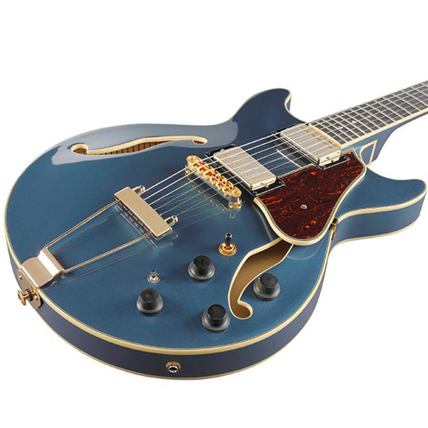 Ibanez AMH90 Artcore Expressionist Hollowbody Electric Guitar with Ebony Fretboard and HH Pickup - Prussian Blue Metallic (AMH 90)