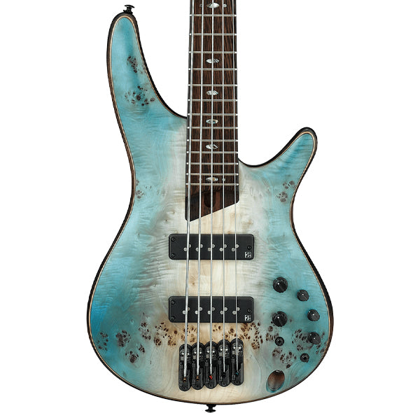 [Discontinued] Ibanez SR1605B 5 String Poplar Burl Top Electric Bass Guitar with SS Pickup - Caribbean Shoreline Flat