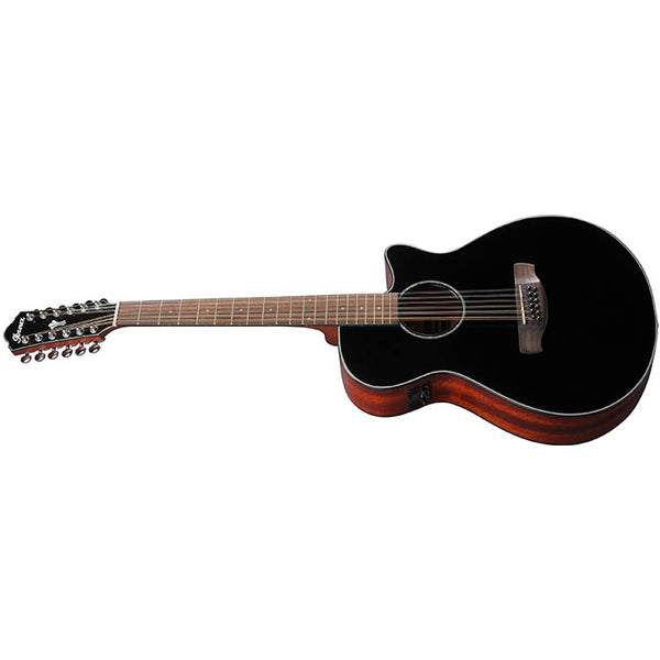 Ibanez AEG5012 12 String AEG Body Acoustic Electric Guitar with Purpleheart Fingerboard - Black High Gloss (AEG50 12)