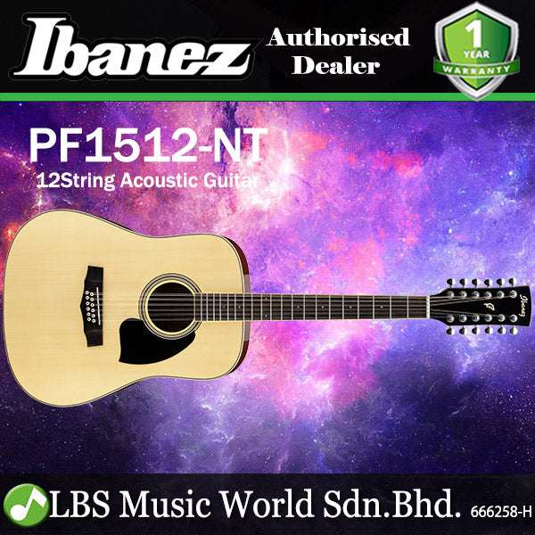 Ibanez PF1512 12 String Dreadnought Body Acoustic Guitar with Laurel Fretboard - Natural High Gloss (PF15 12)