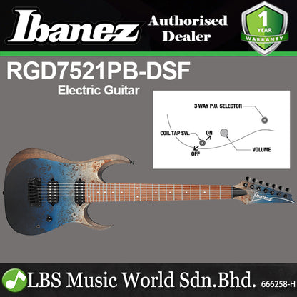 Ibanez RGD7521PB 7 String Solid Nyatoh Body ELectric Guitar HH Pickup with Jatoba Fretboard - Deep Seafloor Fade Flat