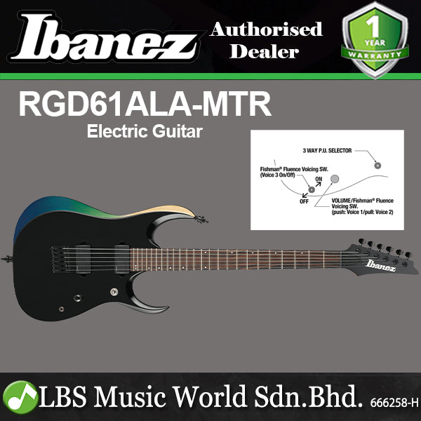 Ibanez RGD61ALA Axion Series Ash Body Guitar Electric HH Pickup with Macassar Ebony Fretboard - Midnight Tropical Rainforest