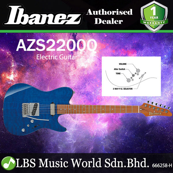 [Discontinued] Ibanez AZS2200Q Alder Body Prestige Electric Guitar with SH Pickup and Gotoh Tremolo - Royal Blue Sapphire