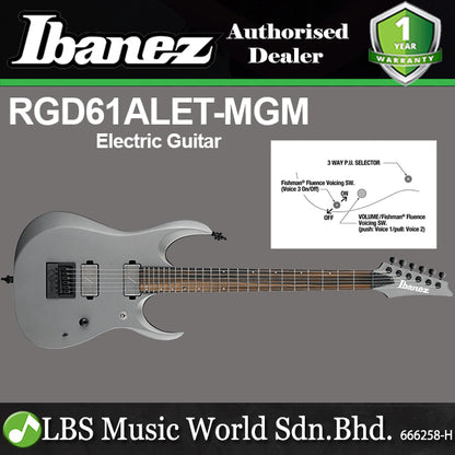 Ibanez RGD61ALET Solid Nyatoh Body Electric Guitar HH Pickup with Macassar Ebony Fretboard - Metallic Gray Matte
