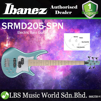 Ibanez SR Mezzo SRMD205 5 String Electric Bass Guitar Maple Neck - Sea Foam Pearl Green (SRMD205 SPN)