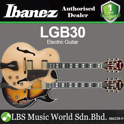 Ibanez LGB30 Spruce Top Hollowbody Electric Guitar HH Pickup with Bound Ebony Fretboard