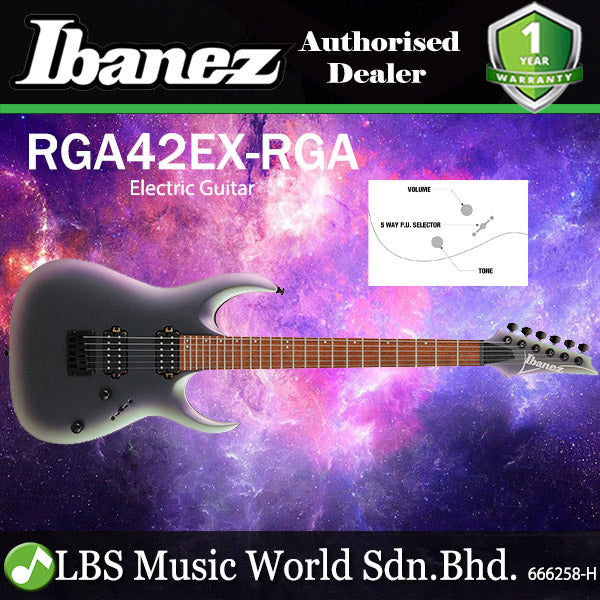 Ibanez RG42EX Electric Guitar With Meranti Body Bolted Maple Neck - Black Aurora Burst Matte (RG42EX BAM)