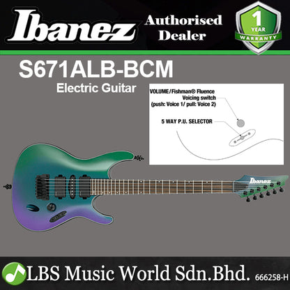 Ibanez S671ALB Axion Solid Nyatoh Body Electric Guitar HSH Pickup with Bound Eboby Fretboard - Blue Chameleon
